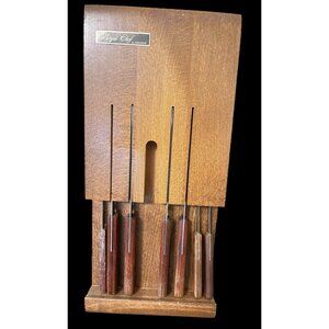 Vintage Knives Set 7 Royal Chef by Robinson W/ Wood Wall Mount Sharp Stainless